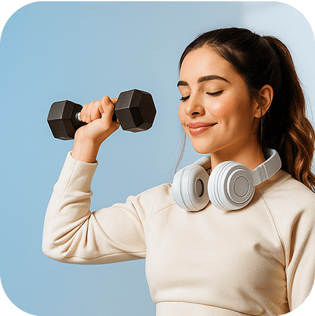 mulher segurando peso de academia