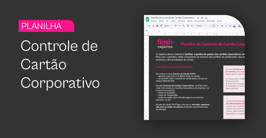 planilha de controle de cartão corporativo