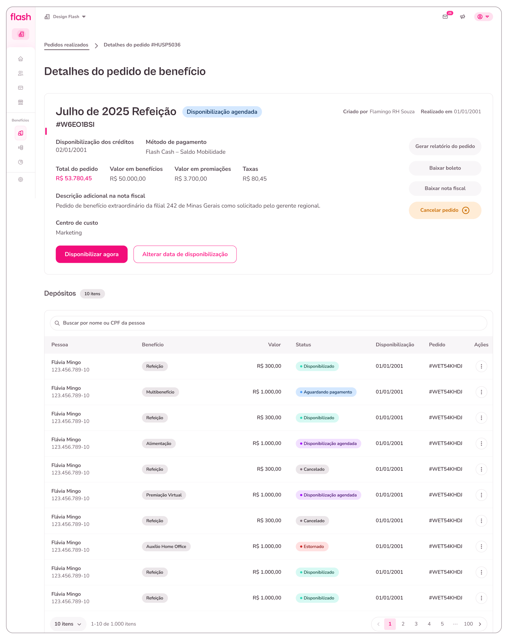 Detalhes e transparência