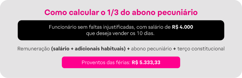 Como calcular 1/3 abono pecuniário