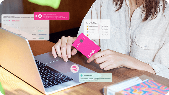 mulher segurado cartão flash benefícios