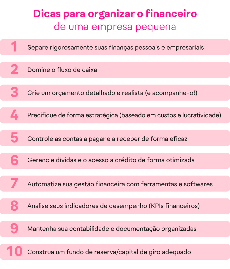 X dicas imperdíveis para organizar o financeiro de uma empresa pequena