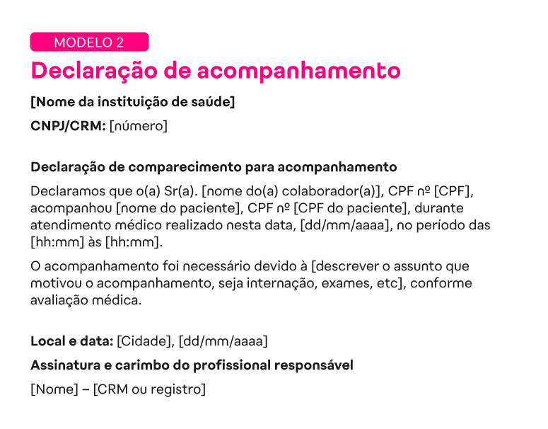 Modelo de declaração de acompanhamento 