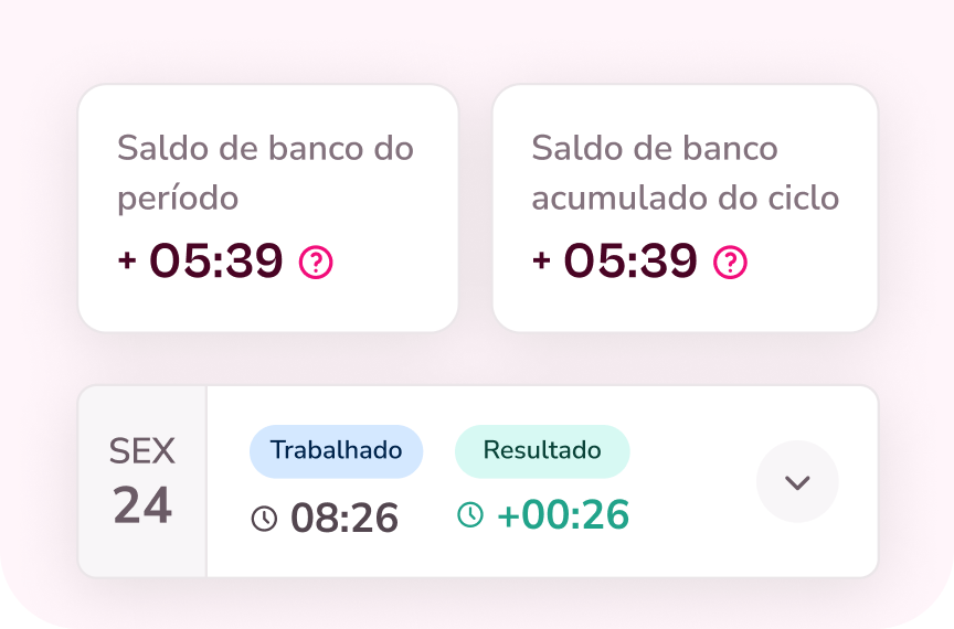 Espelho de ponto e banco de horas em tempo real