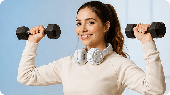 mulher com pesos de musculação totalpass