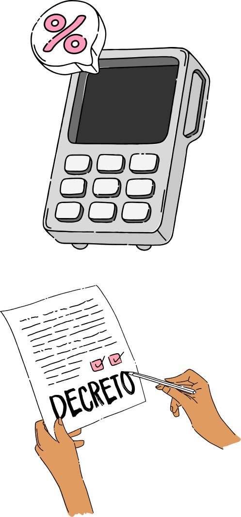 maquina de cartão com taxas e carta de decreto